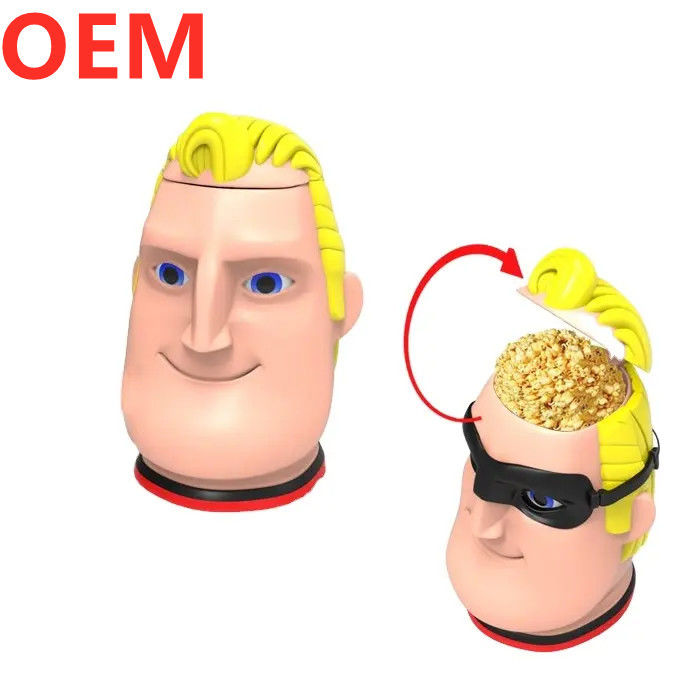 Προσαρμοσμένο δημιουργικό καρτούν Popcorn Bucket OEM Design 3d πλαστικό δοχείο Popcorn Bucket