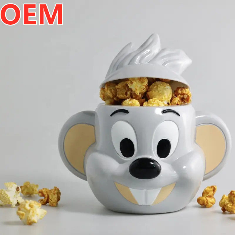 Προσαρμοσμένο δημιουργικό καρτούν Popcorn Bucket OEM Design 3d πλαστικό δοχείο Popcorn Bucket
