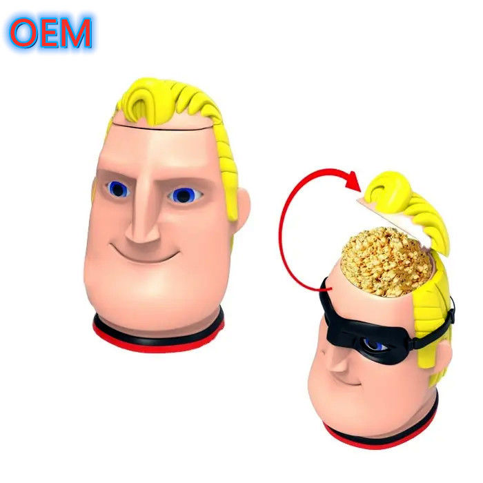 Καρτούν Popcorn Bucket Προσαρμογή, OEM Design Υψηλής ποιότητας πλαστικό Popcorn Bucket