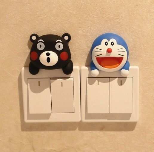 Kt Cat Cartoon Switch Cover Διακόσμηση δωματίου 3D On-Off Switch Sticker Switch Outlet Wall Sticker