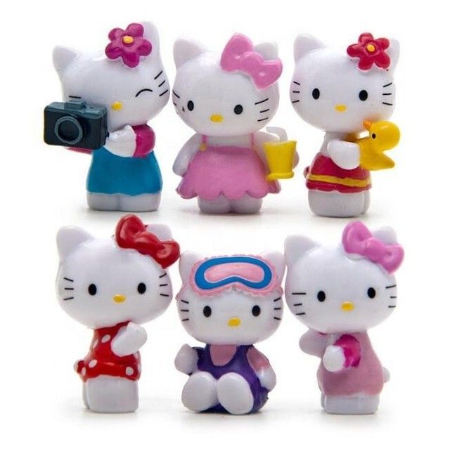 Custom OEM Made PVC Cute Mini Plastic Cartoon  Kitty cat Toy as gift to kids