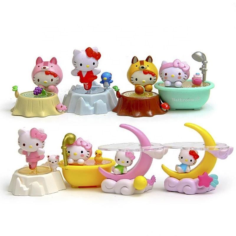 Προσαρμοσμένο OEM κατασκευασμένο από PVC Cute Mini Plastic Cartoon Kitty Cat Toy Για Παιδί κατασκευαστής